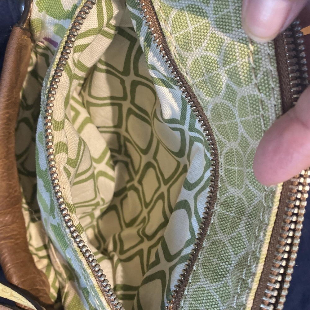 Fossil Canvas & Leather Crossbody Floral Diamond Bag Purse Removable Strap - Picture 11 of 16